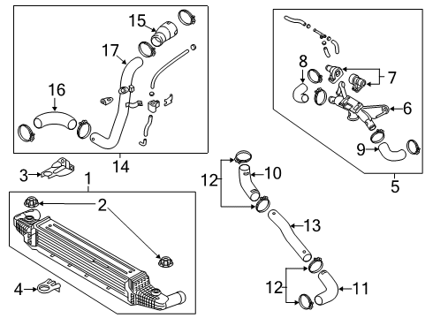 2019 Kia K900 Intercooler Bracket Assembly-I/C UPR Diagram for 282593L400