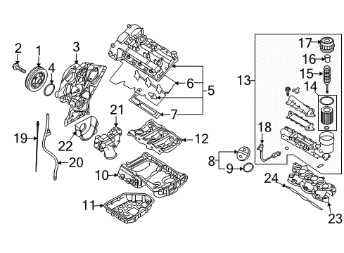 2008 Hyundai Entourage Intake Manifold Oil Filter Complete Assembly Diagram for 263003C200