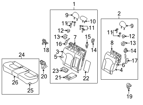 2013 Hyundai Tucson Rear Seat Components Cushion Assembly-Rear Seat Diagram for 89100-2S400-TMC