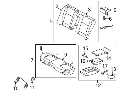2008 Infiniti M35 Rear Seat Components Cushion Assembly Rear Seat Diagram for 88300-EH41D