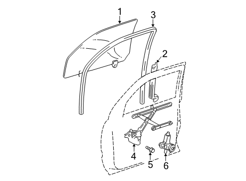 2005 Toyota 4Runner Rear Door Glass Run Diagram for 68151-35081