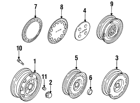 1989 Nissan Sentra Wheels, Covers & Trim Disc Wheel Ornament Diagram for 40343-56A10