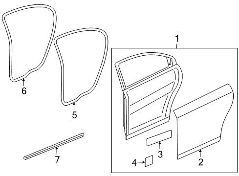 2012 Chevrolet Cruze Rear Door Weatherstrip On Body Diagram for 95440408