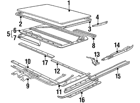 1985 BMW 535i Sunroof Covering Left Diagram for 54121846107