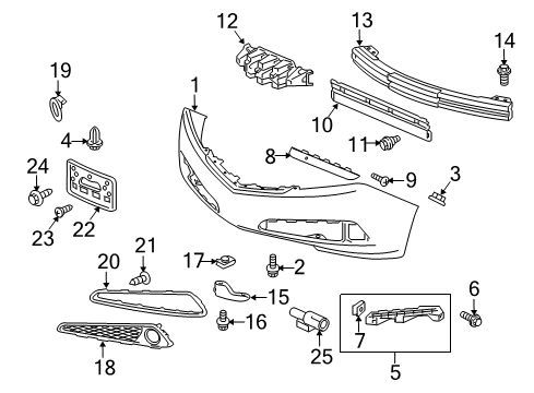 2013 Acura ZDX Front Bumper Nut, Clip (6MM) Diagram for 90305-SM4-003