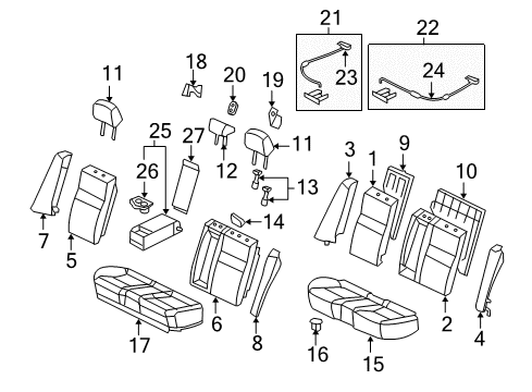 2006 Honda Civic Rear Seat Components Guide, Headrest *NH598L* (ATLAS GRAY) Diagram for 82143-SDA-A01ZK