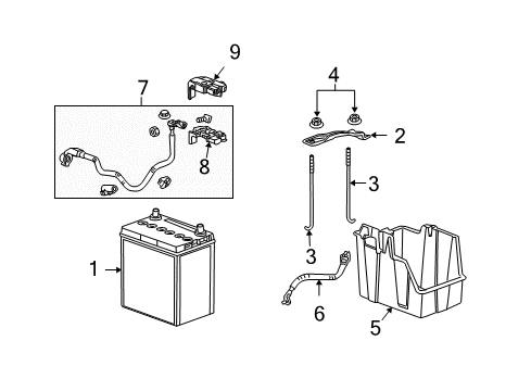 2013 Honda Fit Battery Terminal Assembly, Battery Fuse Diagram for 38210-TK6-003