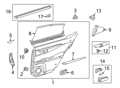 2016 Lexus ES300h Interior Trim - Rear Door WEATHERSTRIP, Rear Door Diagram for 68174-06160