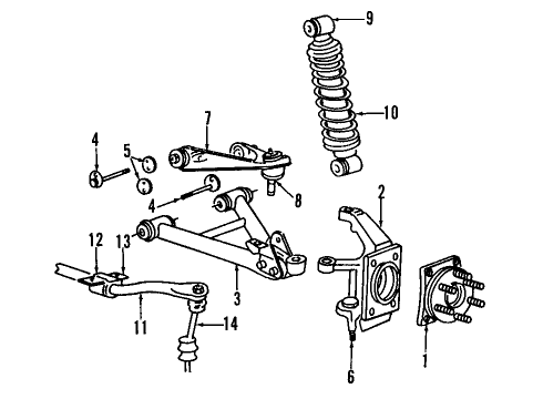 2002 Dodge Viper Suspension Components, Lower Control Arm, Upper Control Arm, Stabilizer Bar Rear Coil Spring Diagram for 4873203