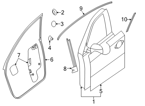 2016 Infiniti QX60 Front Door W/STRP Fr Dr LH Diagram for 80831-3JA0D