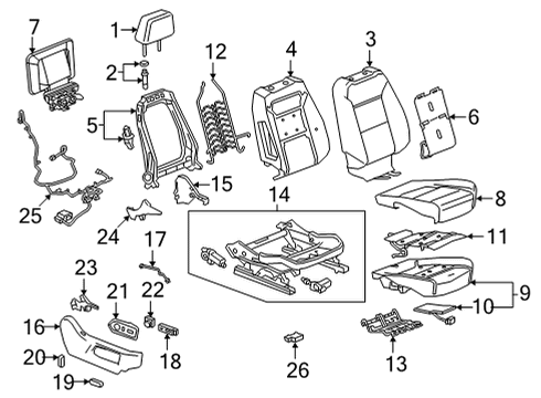 2021 Chevrolet Tahoe Power Seats Seat Switch Knob Diagram for 84471612