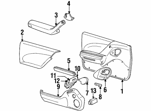 1994 Pontiac Bonneville Door & Components Plate Asm, Front Side Door Accessory Switch Mount Diagram for 12538849