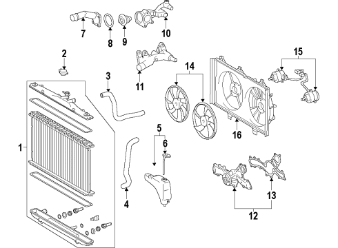 2020 Toyota Sienna Cooling System, Radiator, Water Pump, Cooling Fan Fan Motor Diagram for 16363-0P370