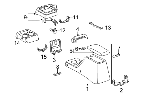 1998 Toyota Tacoma Console Cup Holder Support Diagram for 58861-04010