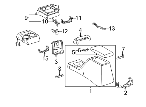 1998 Toyota Tacoma Console Box, Console, Front Diagram for 58802-35170-E0