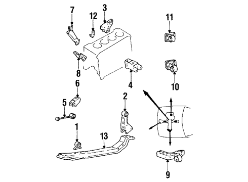 1990 Hyundai Excel Engine Mounting Engine Support Bracket Diagram for 21621-24100