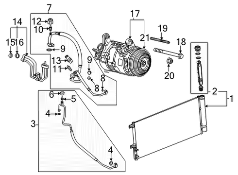 2020 Chevrolet Silverado 3500 HD A/C Condenser, Compressor & Lines Rear Suction Hose Diagram for 23407000