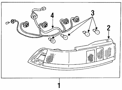 1992 Toyota MR2 Tail Lamps Cord, Rear Combination Diagram for 81555-17070