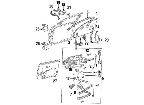 1999 Cadillac DeVille Front Door Glass & Hardware, Lock & Hardware Handle, Outside Diagram for 16619641
