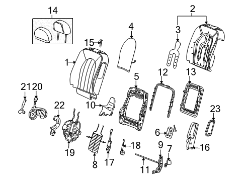 2008 Buick Lucerne Front Seat Components Heater Asm-Driver Seat Back Cushion Diagram for 15268884