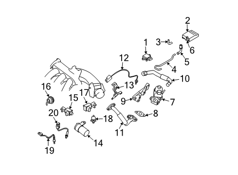 2008 Nissan Quest Emission Components Tank Assembly Pressure Diagram for 22370-7Y00A