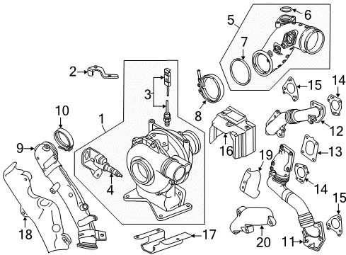 2015 Chevrolet Silverado 3500 HD Turbocharger Exhaust Pipe Diagram for 12674630