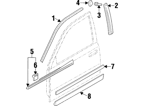 1999 Infiniti Q45 Exterior Trim - Front Door MOULDING-Front Door, RH Diagram for 80876-3H001