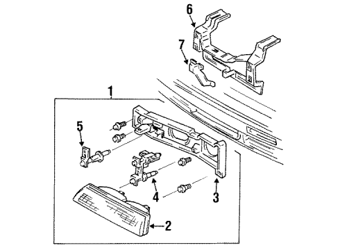 1994 Pontiac Sunbird Headlamps Headlight Assembly Diagram for 16520690