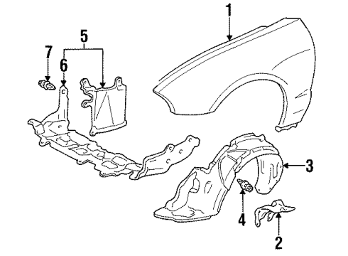 1997 Honda Civic del Sol Fender & Components Fender, Right Front (Inner) Diagram for 74101-SR2-000