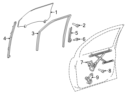 2012 Toyota Sienna Front Door Sash Channel Diagram for 67403-08020