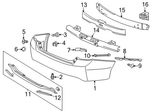 2014 Honda Accord Rear Bumper Face, Rear Bumper (Dot) Diagram for 04715-T2A-A90ZZ