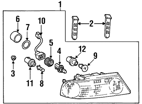 1998 Lincoln Navigator Headlamps Composite Headlamp Diagram for XL7Z-13008-AA