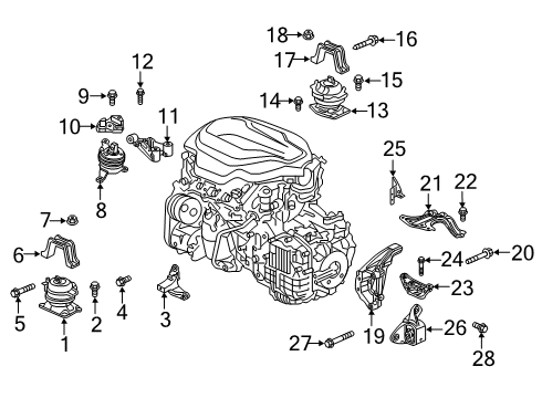 2019 Honda Passport Engine & Trans Mounting Bracket, Engine Mounting Base (Upper) (RR) Diagram for 50685-TG7-A00