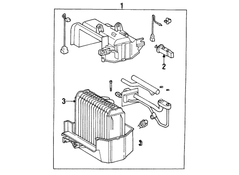 1993 Toyota MR2 Air Conditioner Evaporator Assembly Diagram for 88510-17141