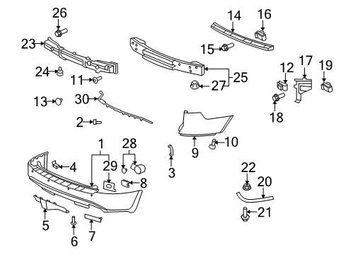 2011 Chevrolet Traverse Parking Aid Impact Bar U-Nut Diagram for 11610645