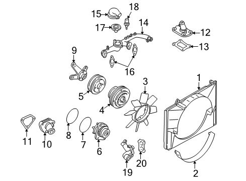 2003 Infiniti QX4 Powertrain Control Gasket-Water Outlet Diagram for 11062-4P100