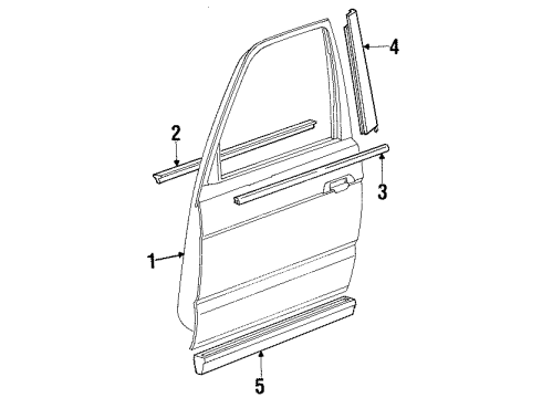 1993 BMW 740i Front Door Moulding Door Front Left Diagram for 51131908683