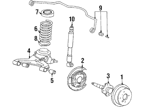 1986 Toyota Celica Rear Suspension Components, Stabilizer Bar & Components Plate Sub-Assy, Parking Brake, RH Diagram for 46503-24010