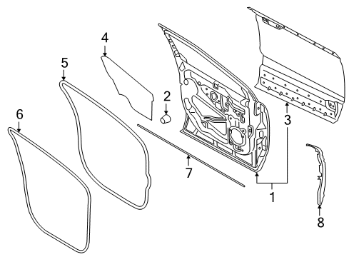 2017 Lincoln MKX Front Door Door Shell Diagram for FA1Z-5820124-A