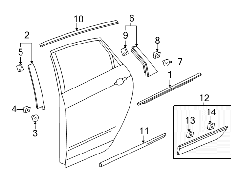 2019 Cadillac XT5 Exterior Trim - Rear Door Lower Molding Diagram for 84462098