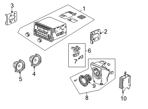 2011 Honda Element Sound System Speaker Assembly, Tweeter Diagram for 39120-SCV-A11