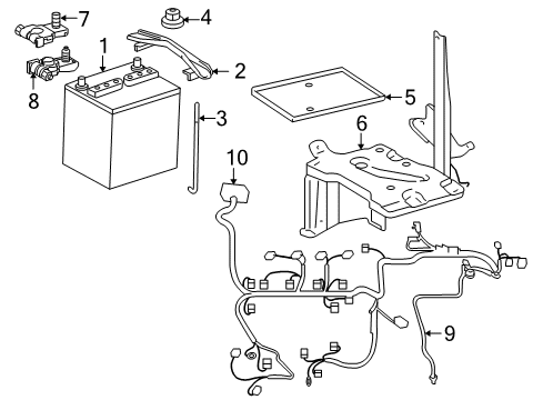 2010 Toyota Yaris Battery Hold Down Bolt Diagram for 74451-52071