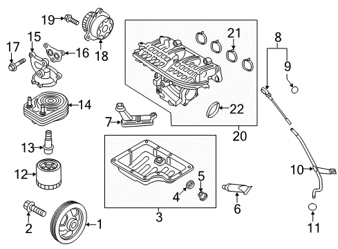2019 Hyundai Elantra Filters Cooler Assembly-Engine Oil Diagram for 26410-03800