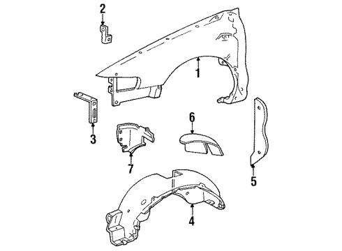 1995 Lincoln Continental Fender & Components Fender Bracket Diagram for F5OY16A204A