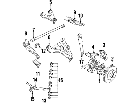 1985 Buick Riviera Front Suspension Components, Lower Control Arm, Upper Control Arm, Stabilizer Bar, Torsion Bar Steering Knuckle Diagram for 22522938