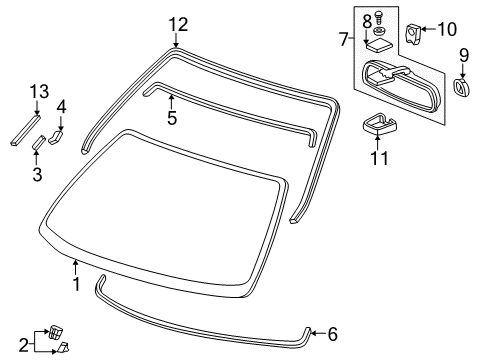 1998 Honda Civic Windshield Glass, Reveal Moldings Cover, Stay *YR98L* (Donnelly) (COAST SAND) Diagram for 76408-SH1-A01ZL