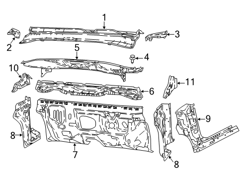 2020 Jeep Compass Cowl MUCKET-Fender To COWL Diagram for 68242142AA