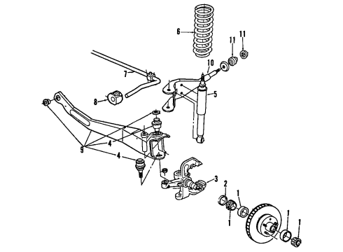 1995 Ford Ranger Front Suspension Components, Stabilizer Bar Shock Diagram for 6U2Z-18V124-A