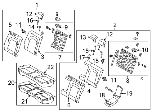 2019 Hyundai Kona Electric Rear Seat Components Cushion Assembly-RR Seat Diagram for 89100-J9100-SNW