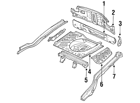 1989 Ford Probe Rear Body, Rear Floor & Rails Extension Diagram for E92Z6111250A